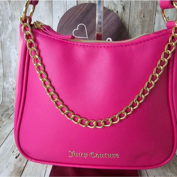 Juicy Couture Pink Shoulder Bag with Gold Chain Detail and Hobo Style - Picture 4 of 5